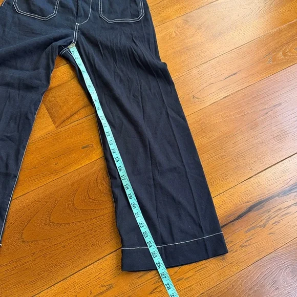 Anthropologie Maeva The Colette Linen Crop Wide Leg Pants Navy Blue Size |28 - Picture 10 of 12